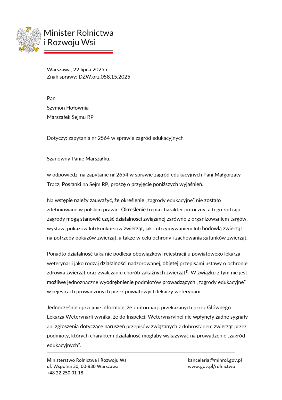 Zapytanie w sprawie zagród edukacyjnych